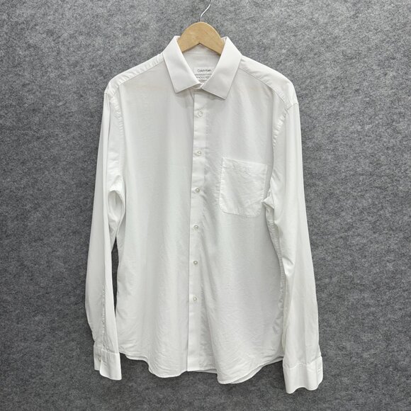 Calvin Klein Men's Active Performance Dress Shirt White 16-16.5 36/37, Size L - Picture 1 of 12
